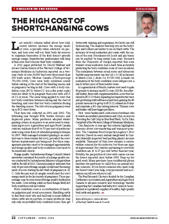 The High Cost of Shortchanging Cows - BeefResearch.ca