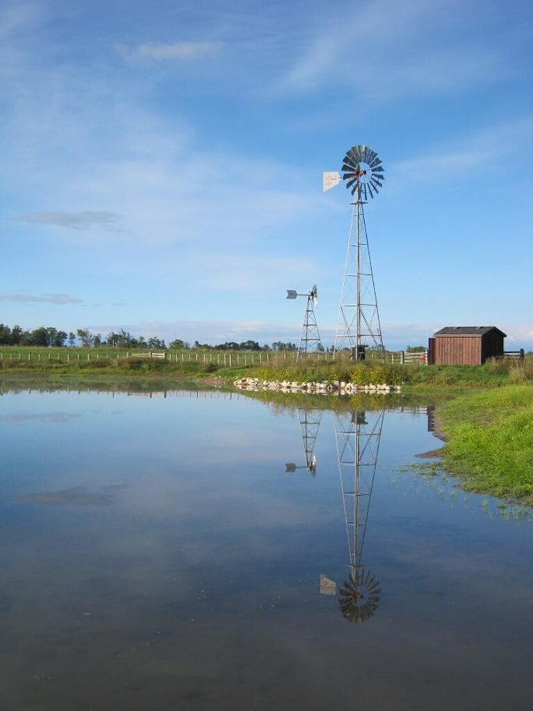 windmill pump on pond